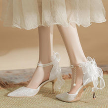 Petite Size Glitter Heels With Back Bow Tie FS340