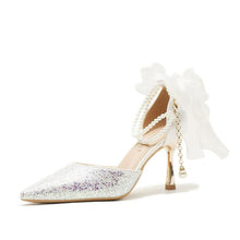 Petite Size Glitter Heels With Back Bow Tie FS340