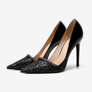 Petite Size Glitter Toe Patent Heel Pump Shoes MS321