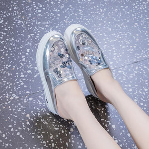 Petite Size Glitter Upper Slip On Casual Shoes MS65