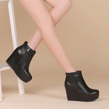 Petite Size Inner Wedge Heel Platform Side Zipper Boots MS394
