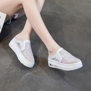 Petite Size Lace Mesh Slip On Casual Shoes MS11