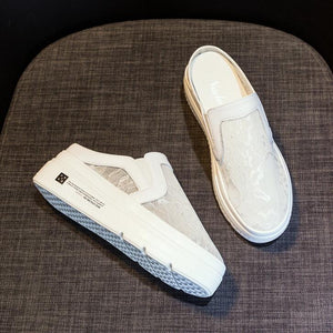 Petite Size Lace Mesh Slip On Casual Shoes MS11