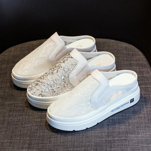 Petite Size Lace Mesh Slip On Casual Shoes MS11