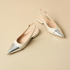 Petite Size Metallic Toe Slingback Heels ES127