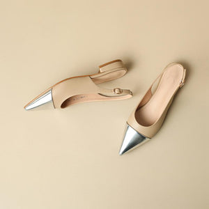 Petite Size Metallic Toe Slingback Heels ES127
