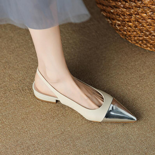 Petite Size Metallic Toe Slingback Heels ES127