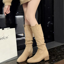 Petite Size Mid Calf Sand Color Boots For Women FS319