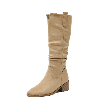 Petite Size Mid Calf Sand Color Boots For Women FS319