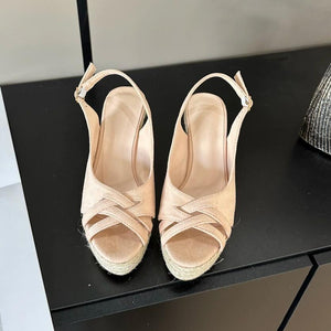 Petite Size Open Toe Slingback Wedge Sandals MS389