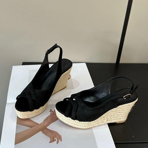 Petite Size Open Toe Slingback Wedge Sandals MS389