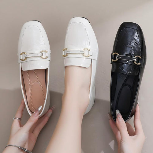 Petite Size Patent Leather Block Loafers TS162
