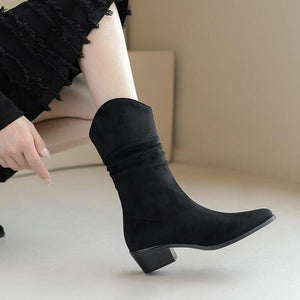 Petite Size Pointy Suede Western Boots MS78