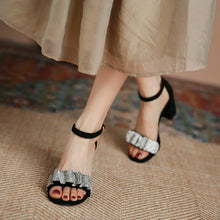 Petite Size Rhinestone Strap Chunky Heel Shoes SS2766