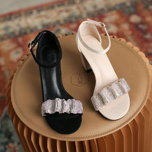 Petite Size Rhinestone Strap Chunky Heel Shoes SS2766
