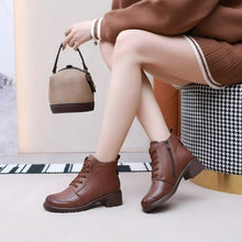 Petite Size Side Zipper Block Leather Boots FS186