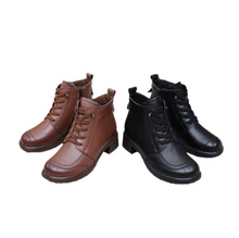 Petite Size Side Zipper Block Leather Boots FS186