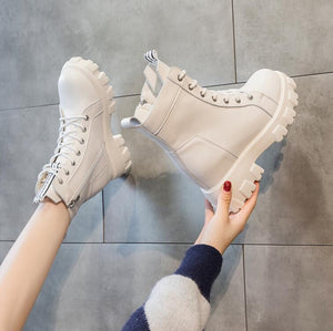 Petite Size Side Zipper Martin Boots AP138