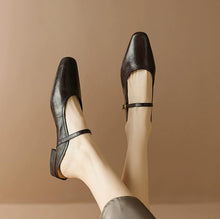 Petite Size Sling On Block Flat Heel Leather Shoes FS366