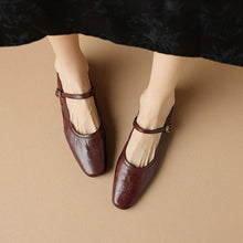 Petite Size Sling On Block Flat Heel Leather Shoes FS366