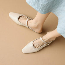 Petite Size Sling On Block Flat Heel Leather Shoes FS366
