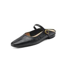 Petite Size Sling On Block Flat Heel Leather Shoes FS366