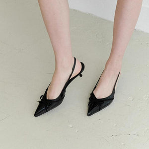Petite Size Slingback Heels With Bow Tie FS108