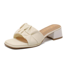 Petite Size Square Toe Block Slip On Sandals SS2783