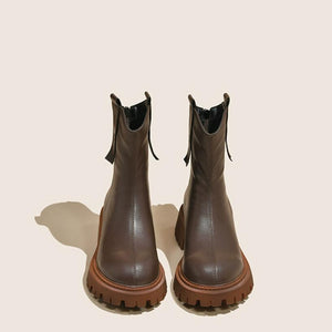 Petite Size Thicksole Back Zipper Boots MS159