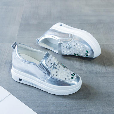 Petite Size Thicksole Rhinestone Fashion Sneakers MS17
