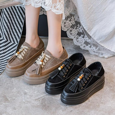 Petite Size Thicksole Suede Leather Shoes FS260