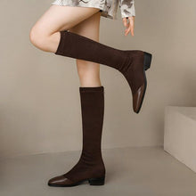 Petite Size Under Knee Block Low Heel Boots MS163