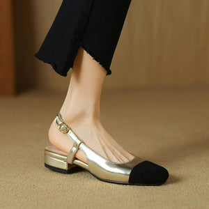 Petite Slingback Block Heels With Toe Cap FS75