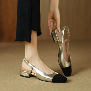 Petite Slingback Block Heels With Toe Cap FS75