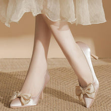 Petite Small Size Satin Heels With Bow FS345