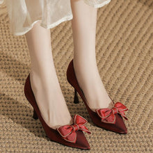 Petite Small Size Satin Heels With Bow FS345