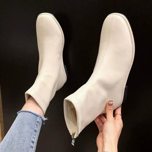 Petite Square Toe Back Zipper Short Boots TS237