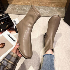 Petite Square Toe Back Zipper Short Boots TS237
