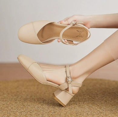 Petite Square Toe Block Heel Sandal Shoes FS101