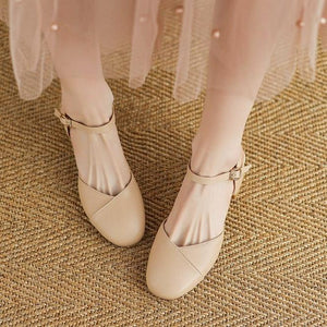 Petite Square Toe Block Heel Sandal Shoes FS101