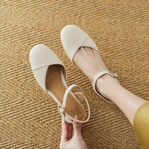 Petite Square Toe Block Heel Sandal Shoes FS101