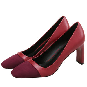 Petite Square Toe Heels With Toe Cap MS115