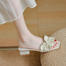 Petite Square Toe Slip On Block Low Heel Shoes FS53