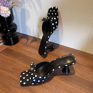Petite Square Toe Slip On Satin Sandals FS110