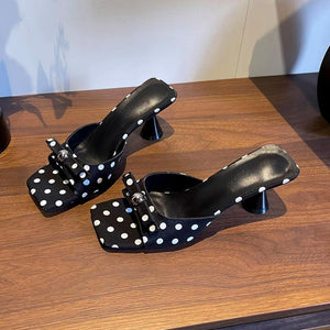 Petite Square Toe Slip On Satin Sandals FS110