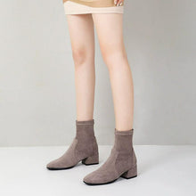 Petite Suede Block Heel Ankle Boots For Women FS375