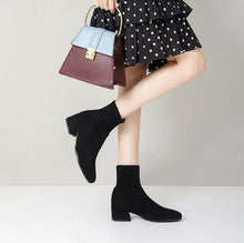 Petite Suede Block Heel Ankle Boots For Women FS375