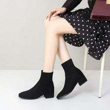 Petite Suede Block Heel Ankle Boots For Women FS375