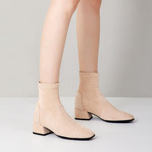 Petite Suede Block Heel Ankle Boots For Women FS375