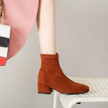 Petite Suede Block Heel Ankle Boots For Women FS375